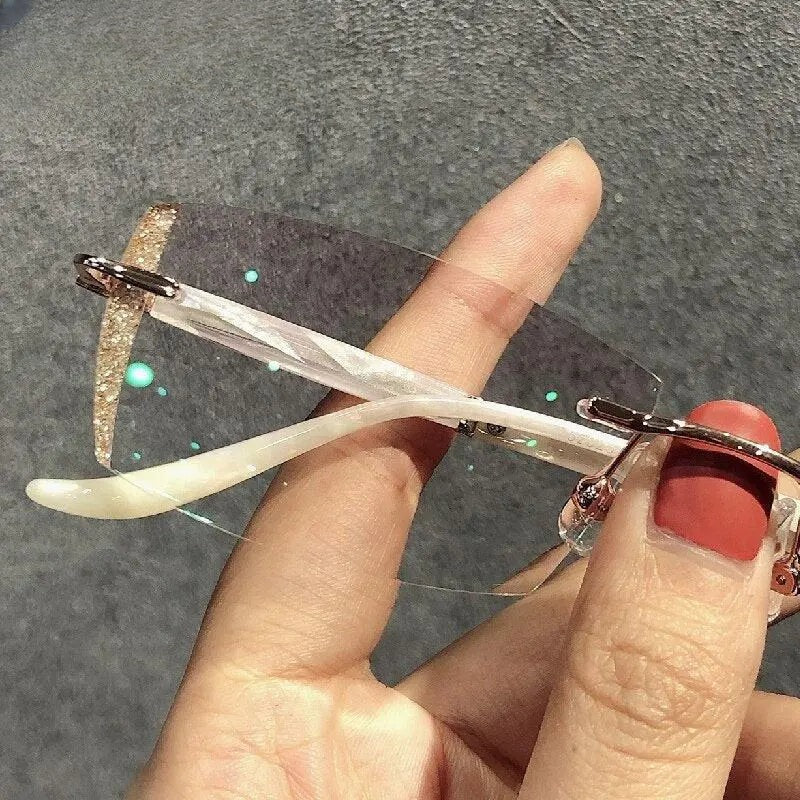 Women's Rectangular Rimless Titanium Prescription Glasses 52025 — view 11 | Rx Spectacle