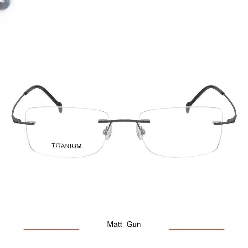Men's Square Rimless Titanium Screwless Prescription Glasses 421608 — view 4 | Rx Spectacle
