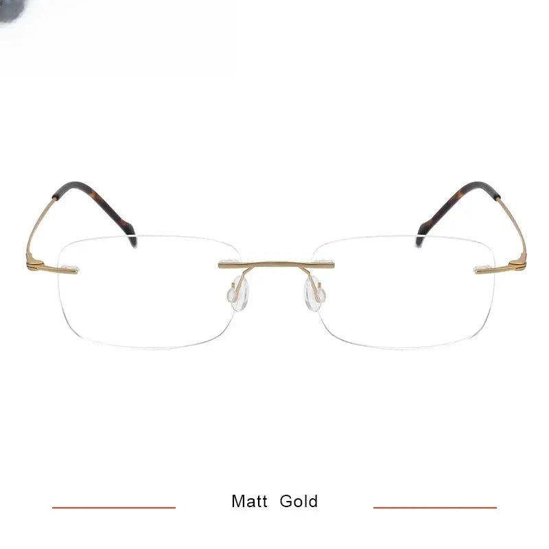 Unisex Square Rimless Titanium Screwless Prescription Glasses 421606 — view 4 | Rx Spectacle