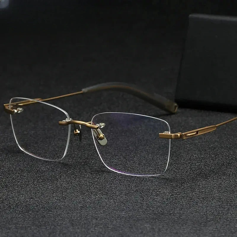 Men's Square Rimless Titanium Prescription Glasses 808146 — view 1 | Rx Spectacle