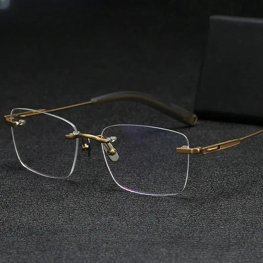 Men's Square Rimless Titanium Prescription Glasses 808146 — view 1 | Rx Spectacle