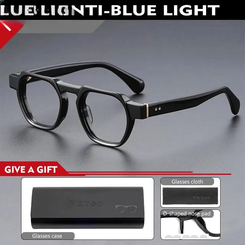 Men's Oval Full Rim Acetate Flat Top Oversized Reading Glasses 755009 — view 8 | Rx Spectacle