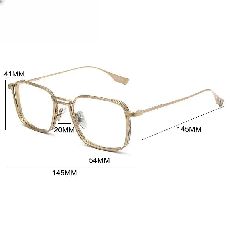 Men's Square Full Rim Titanium Double Bridge Prescription Glasses 276125 — view 2 | Rx Spectacle