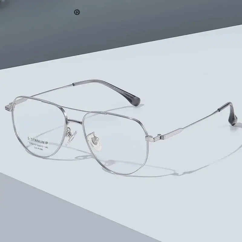 Men's Square Full Rim Titanium Double Bridge Reading Glasses St6219 — view 2 | Rx Spectacle