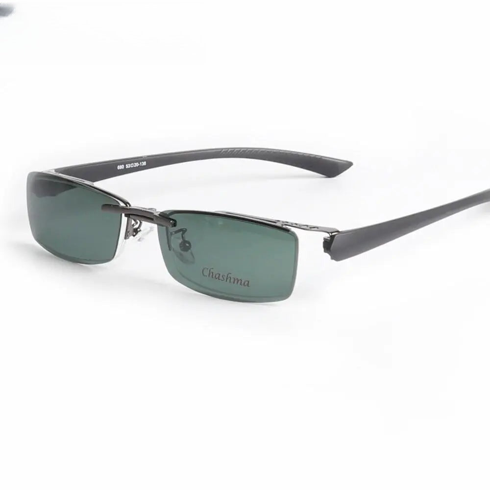 Men's Rectangular Semi-Rimless Alloy Clip-On Prescription Glasses 680 — view 7 | Rx Spectacle