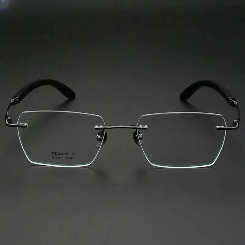 Unisex Polygon Rimless Titanium Prescription Glasses 312329 — view 1 | Rx Spectacle