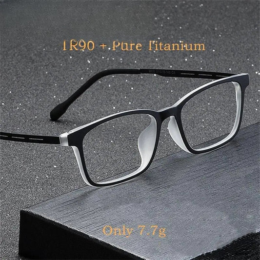 Unisex Square Full Rim Titanium Prescription Glasses 9839XP — view 1 | Rx Spectacle