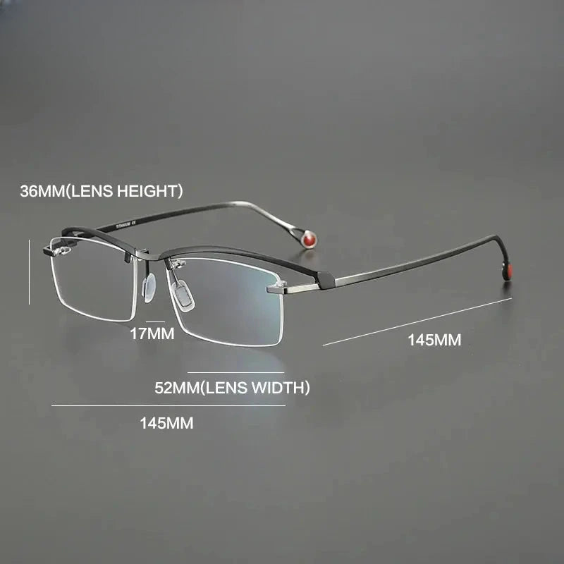 Unisex Browline Semi-Rimless Titanium Prescription Glasses G1525 — view 5 | Rx Spectacle