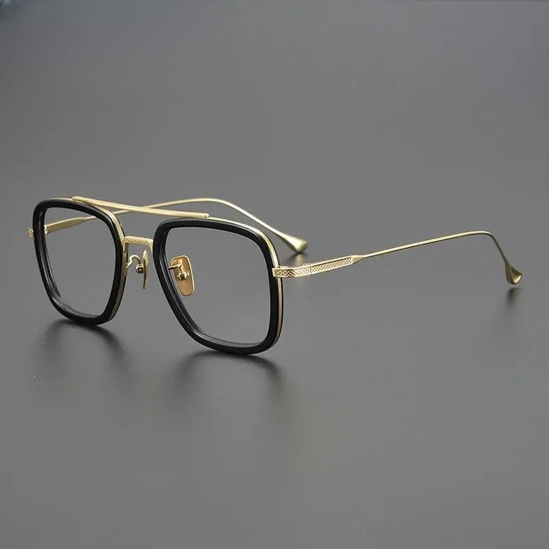Unisex Square Full Rim Titanium Double Bridge Prescription Glasses Gxyj937 — view 9 | Rx Spectacle