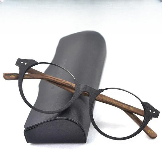 Unisex Round Full Rim Wood Prescription Glasses Ps5059 — view 1 | Rx Spectacle