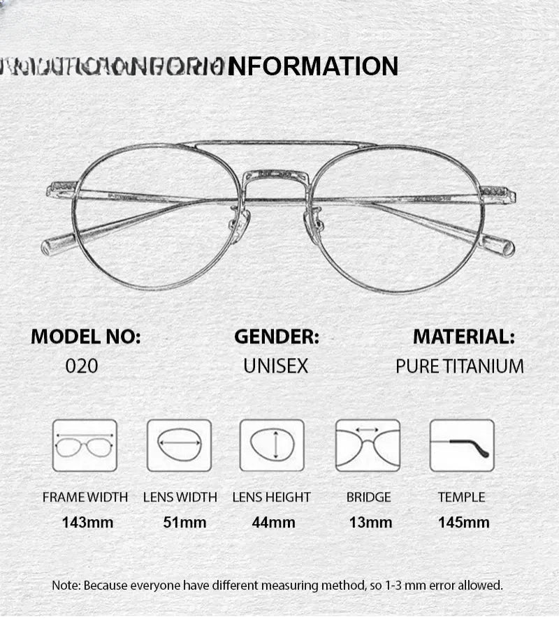 Men's Round Full Rim Titanium Double Bridge Prescription Glasses 474020 — view 2 | Rx Spectacle