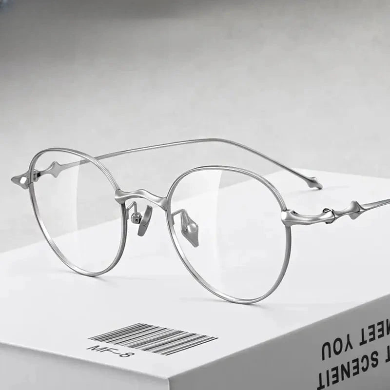 Women's Round Full Rim Titanium Prescription Glasses Ep4549 — view 1 | Rx Spectacle