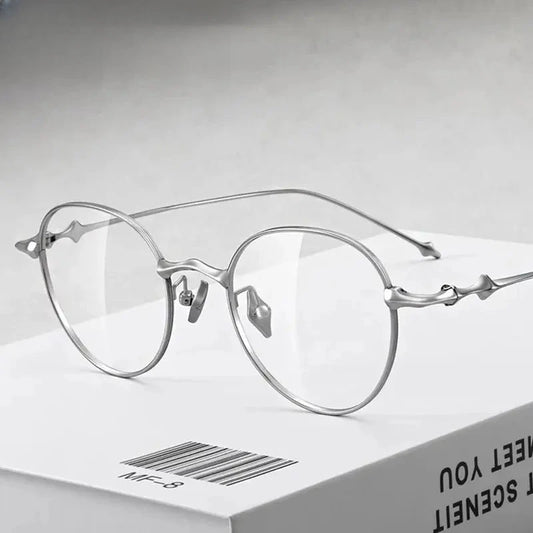 Women's Round Full Rim Titanium Prescription Glasses Ep4549 — view 1 | Rx Spectacle