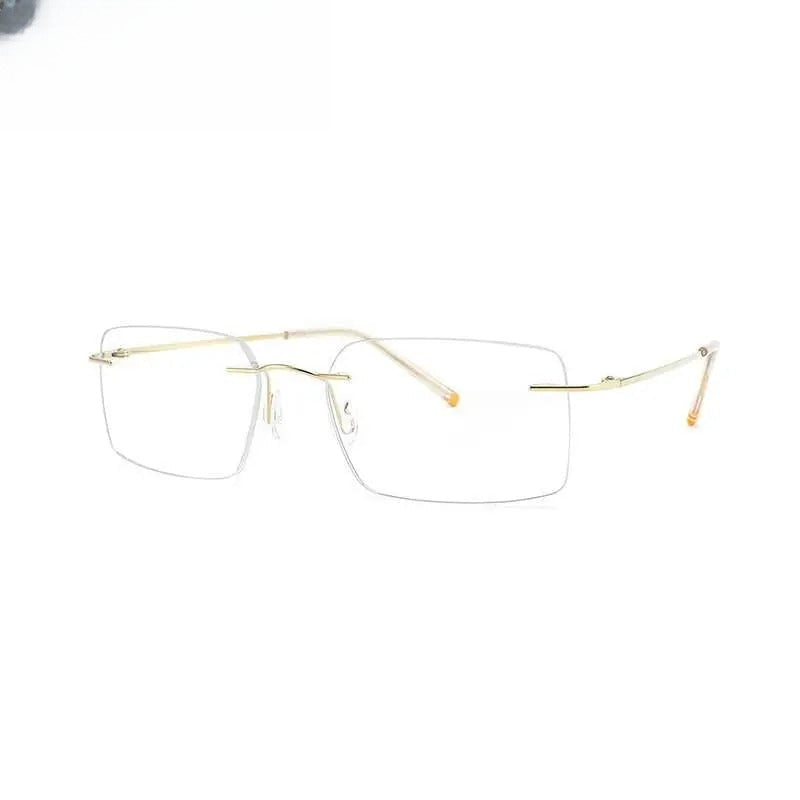 Unisex Square Rimless Titanium Prescription Glasses 8009 — view 2 | Rx Spectacle