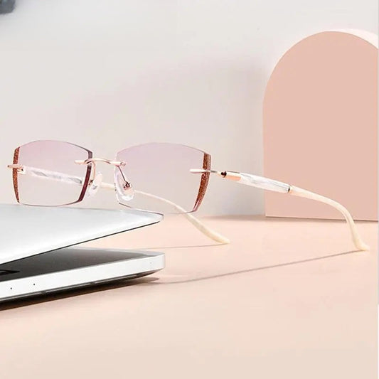 Women's Square Rimless Titanium Prescription Glasses 52025 — view 1 | Rx Spectacle