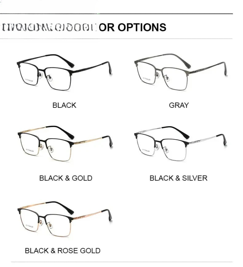 Men's Square Full Rim Titanium Prescription Glasses 98601 — view 13 | Rx Spectacle