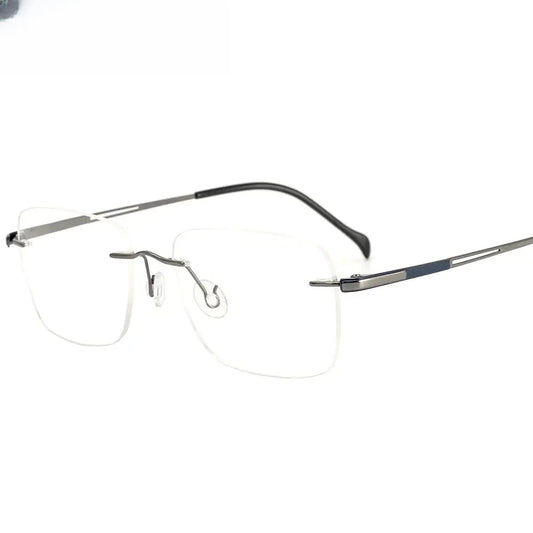 Unisex Square Rimless Titanium Prescription Glasses 316065 — view 1 | Rx Spectacle