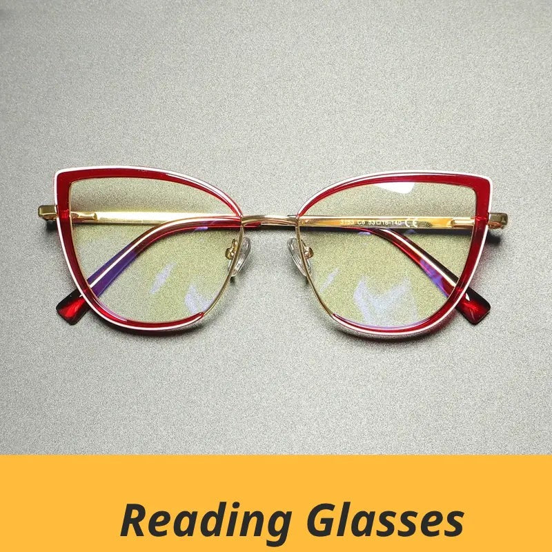 Women's Cat Eye Full Rim Titanium Reading Glasses G3153 — view 1 | Rx Spectacle