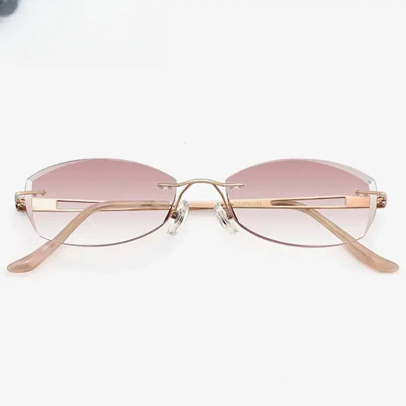 Women's Square Rimless Titanium Prescription Glasses 6048 — view 2 | Rx Spectacle