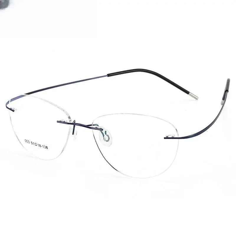 Unisex Triangle Rimless Titanium Prescription Glasses 003 — view 8 | Rx Spectacle
