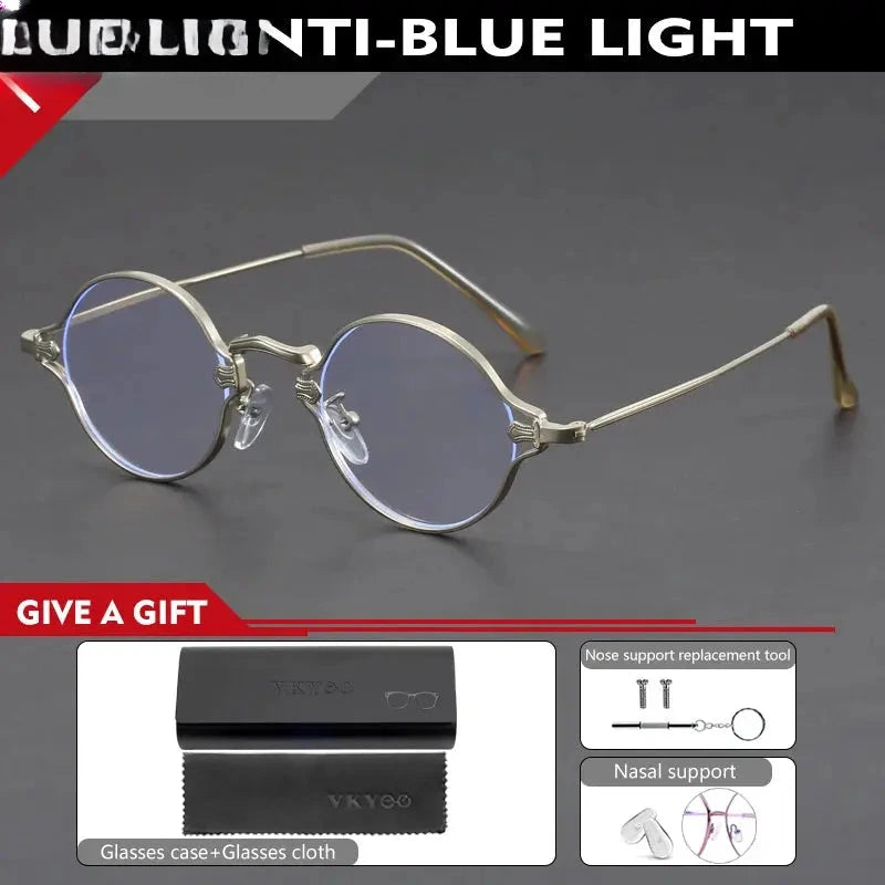 Unisex Round Full Rim Alloy Reading Glasses 10642 — view 5 | Rx Spectacle