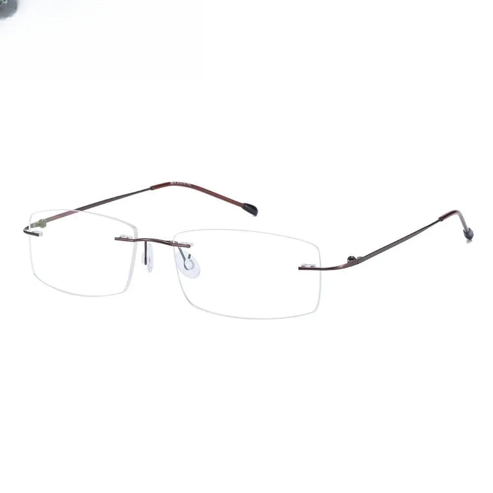 Men's Rectangular Rimless Titanium Prescription Glasses 1189 — view 12 | Rx Spectacle