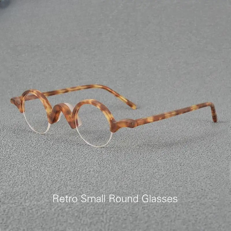 Unisex Round Semi-Rimless Acetate Prescription Glasses — view 2 | Rx Spectacle