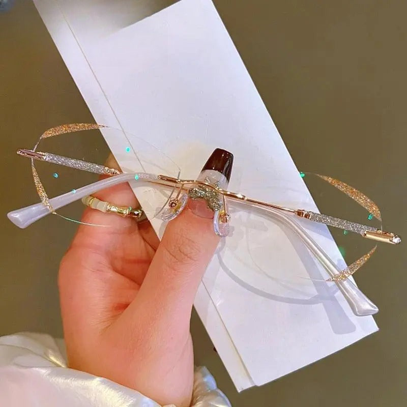 Women's Rectangular Rimless Titanium Prescription Glasses 88606 — view 1 | Rx Spectacle