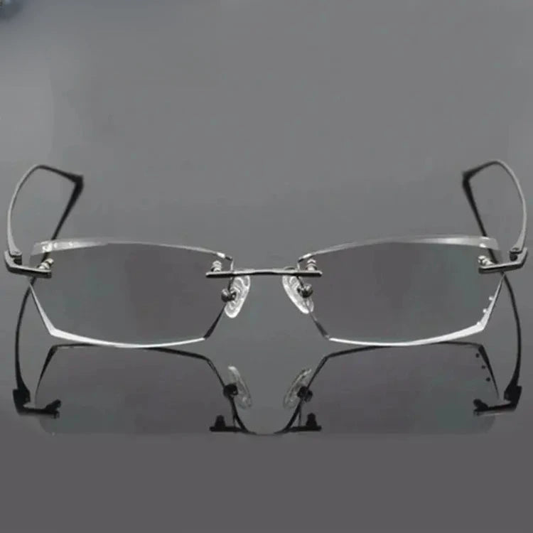 Men's Square Rimless Titanium Prescription Glasses 24077 — view 4 | Rx Spectacle