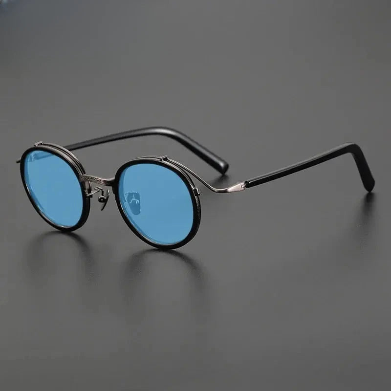 Unisex Round Full Rim Titanium Prescription Glasses Mo12 — view 15 | Rx Spectacle