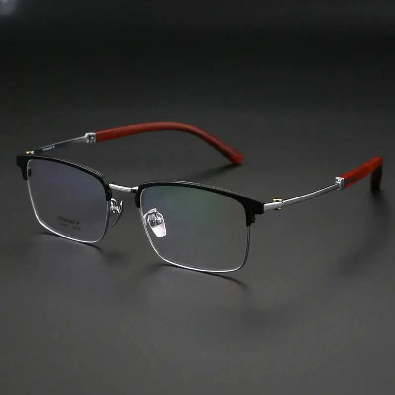 Unisex Square Full Rim Titanium Prescription Glasses 402336 — view 3 | Rx Spectacle