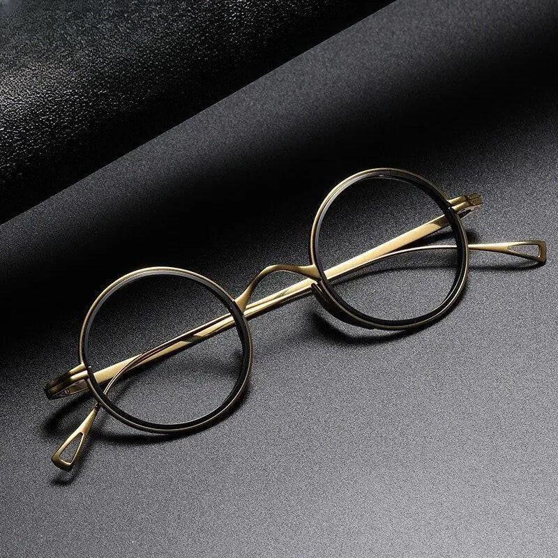 Unisex Round Full Rim Titanium Prescription Glasses 123 — view 1 | Rx Spectacle