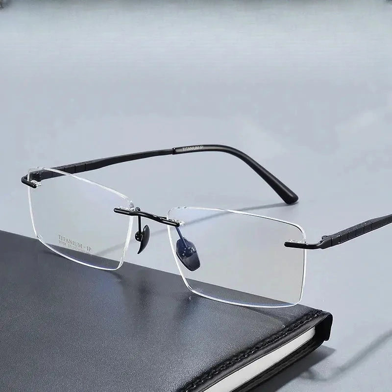 Women's Browline Rimless Titanium Prescription Glasses 91104 — view 1 | Rx Spectacle