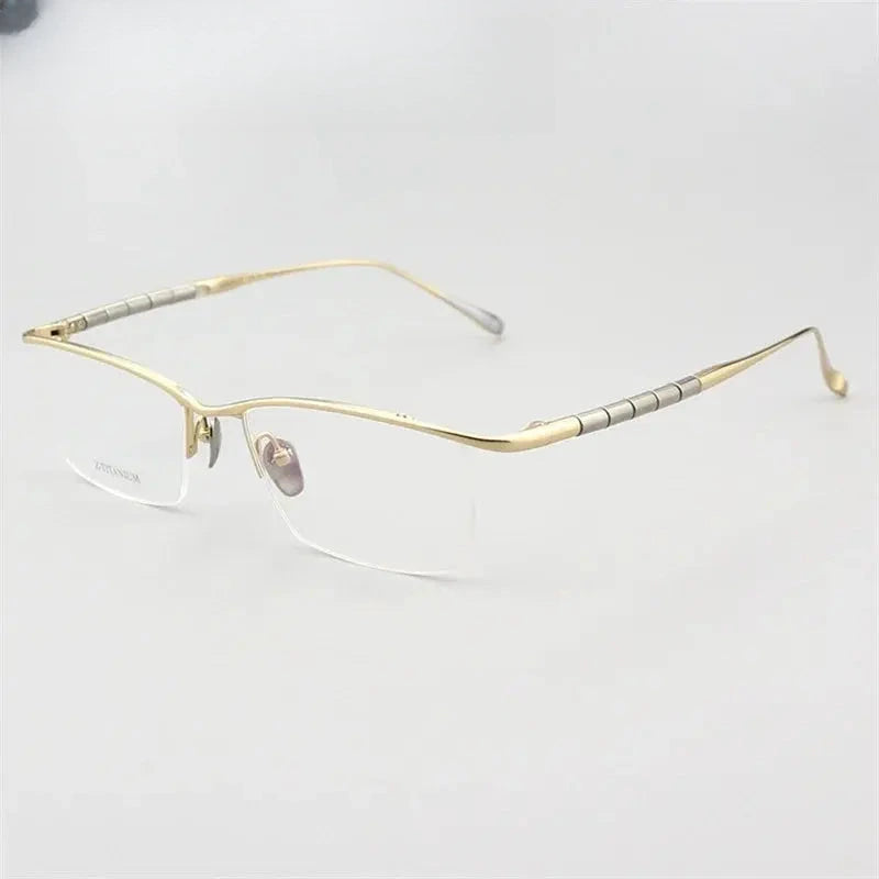 Unisex Browline Semi-Rimless Titanium Prescription Glasses 627037 — view 1 | Rx Spectacle