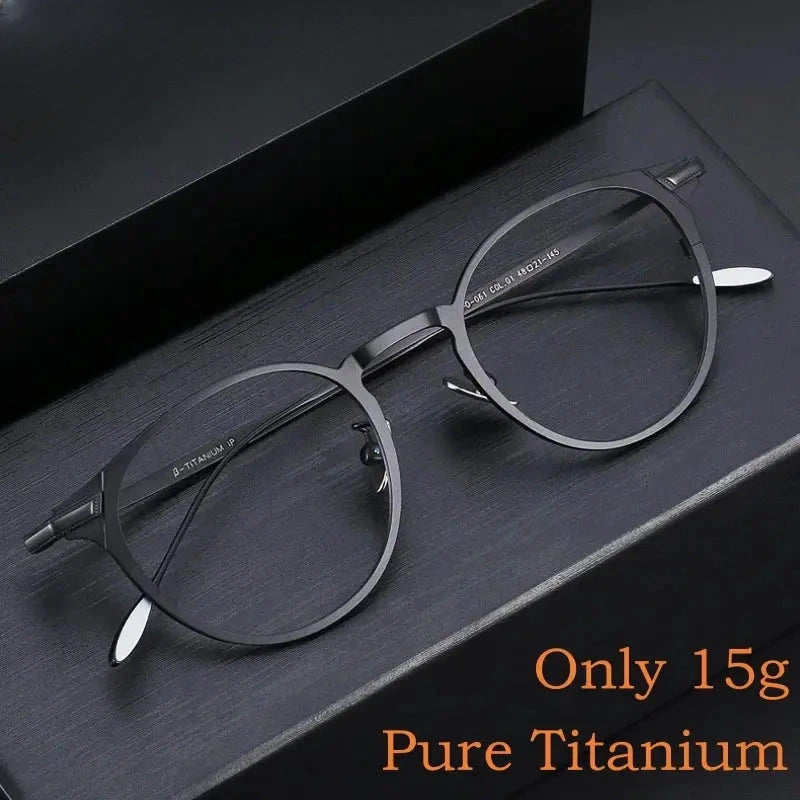 Unisex Round Full Rim Titanium Prescription Glasses Y0061 — view 1 | Rx Spectacle