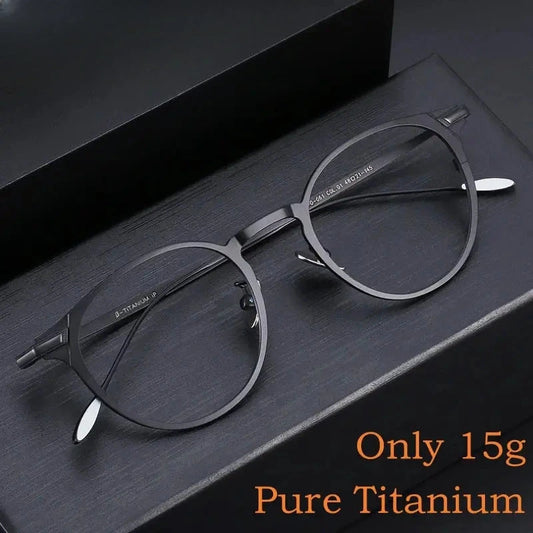 Unisex Round Full Rim Titanium Prescription Glasses Y0061 — view 1 | Rx Spectacle