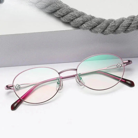 Women's Oval Full Rim Titanium Prescription Glasses 776391 — view 1 | Rx Spectacle