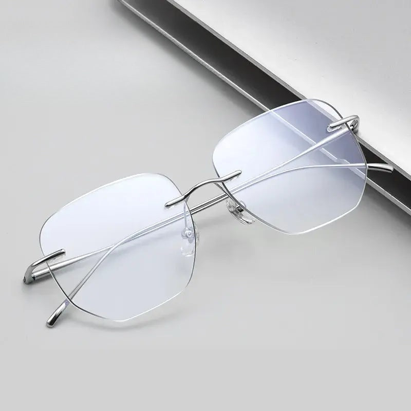 Women's Square Rimless Titanium Prescription Glasses 728925 — view 1 | Rx Spectacle