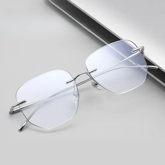 Women's Square Rimless Titanium Prescription Glasses 728925 — view 1 | Rx Spectacle