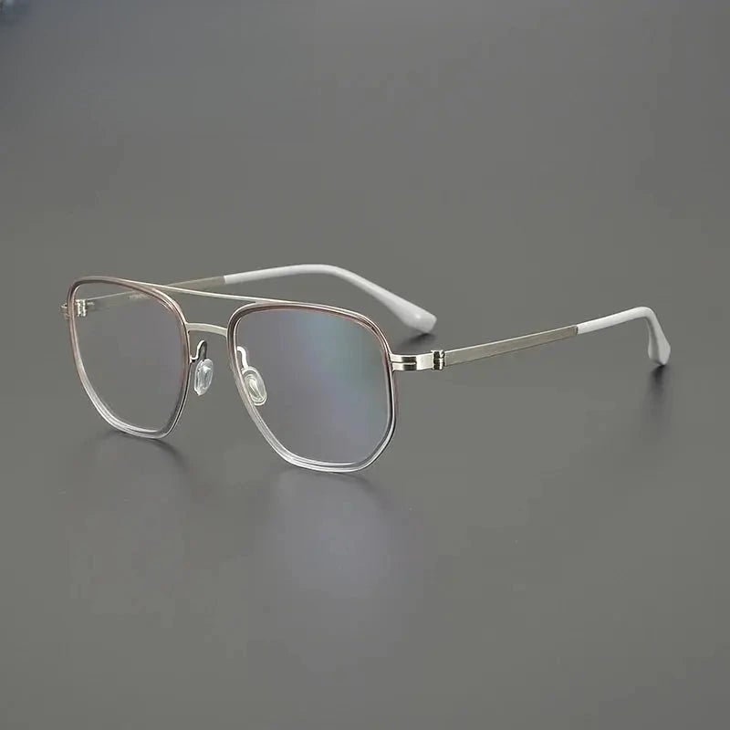 Unisex Square Full Rim Titanium Double Bridge Prescription Glasses 31567 — view 5 | Rx Spectacle