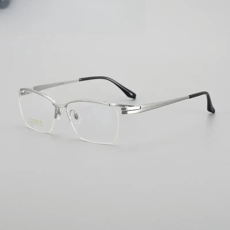 Men's Browline Semi-Rimless Titanium Prescription Glasses 62058 — view 5 | Rx Spectacle