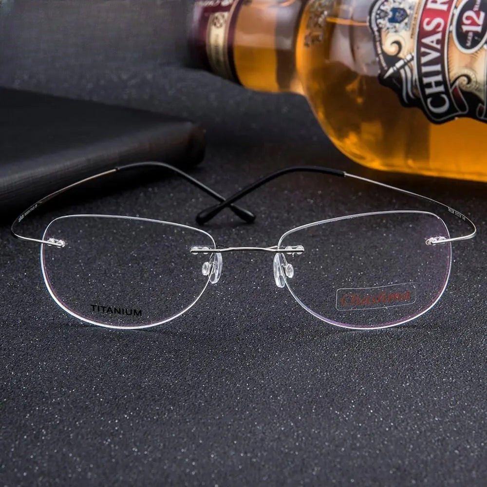 Men's Square Rimless Titanium Prescription Glasses 6009 — view 12 | Rx Spectacle