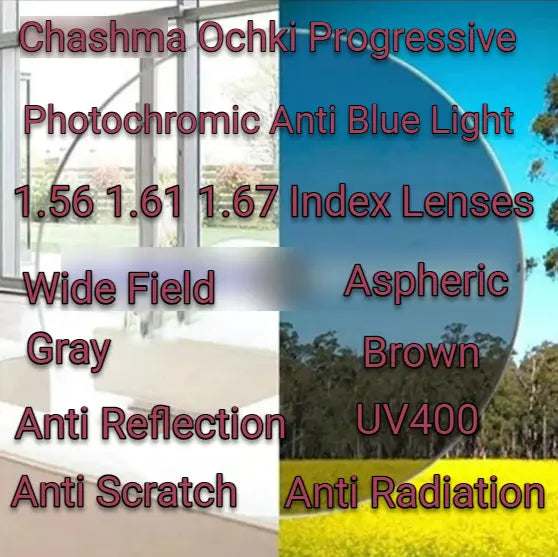 Wide Field Progressive Photochromic Anti Blue Light Lenses — view 1 | Rx Spectacle
