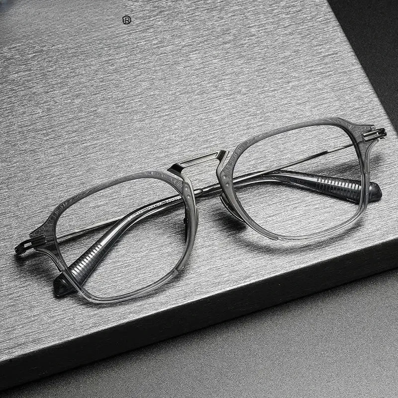 Men's Square Full Rim Titanium Flat Top Oversized Reading Glasses 44413 — view 1 | Rx Spectacle