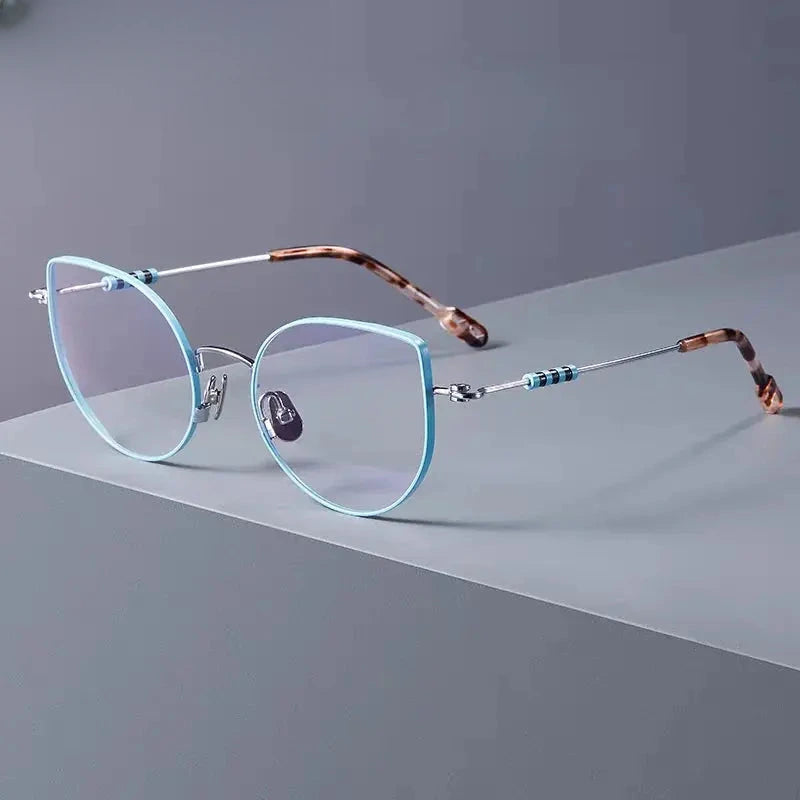Women's Cat Eye Full Rim Titanium Prescription Glasses 771001 — view 7 | Rx Spectacle