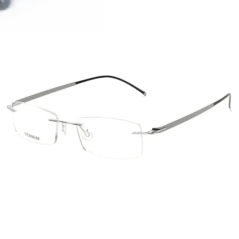 Unisex Square Rimless Titanium Prescription Glasses 316028 — view 1 | Rx Spectacle