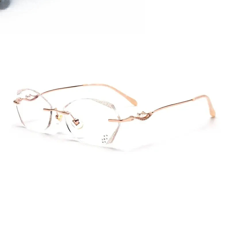 Women's Oval Rimless Titanium Prescription Glasses 88831 — view 3 | Rx Spectacle