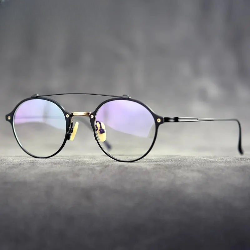 Unisex Round Full Rim Titanium Double Bridge Prescription Glasses Gxyj340 — view 3 | Rx Spectacle