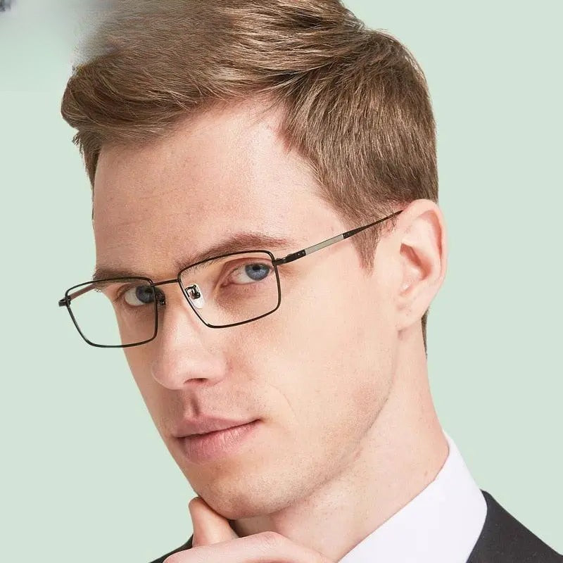 Men's Square Full Rim Titanium Prescription Glasses 1045 — view 1 | Rx Spectacle