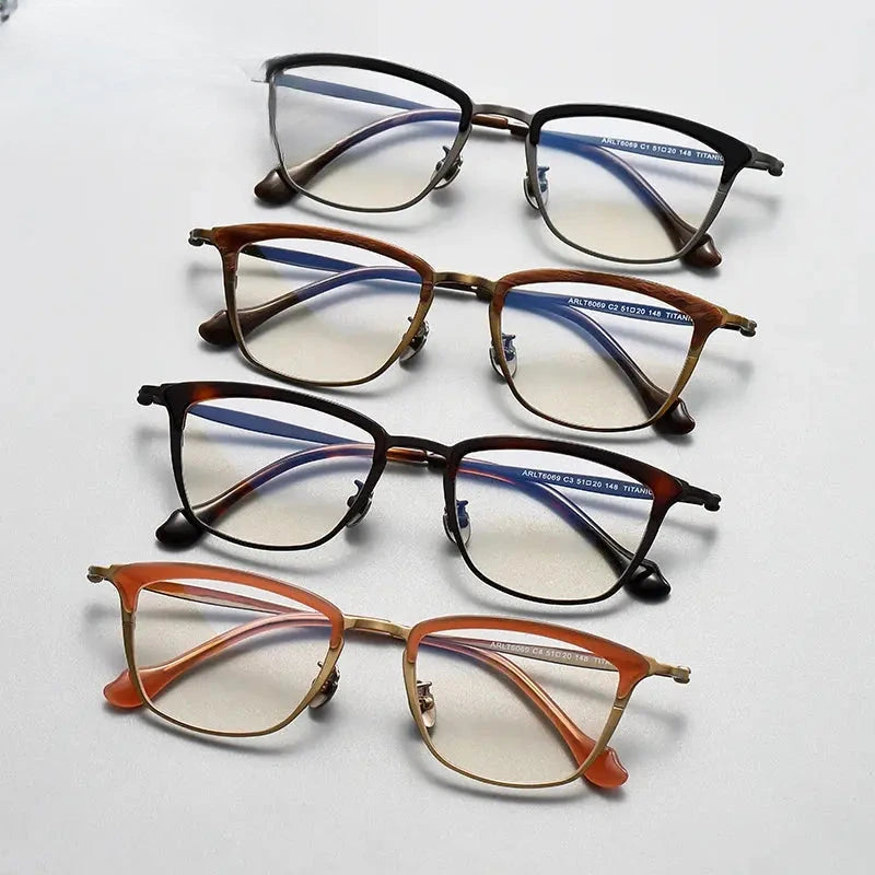 Unisex Browline Full Rim Titanium Prescription Glasses Gxyj1460 — view 3 | Rx Spectacle